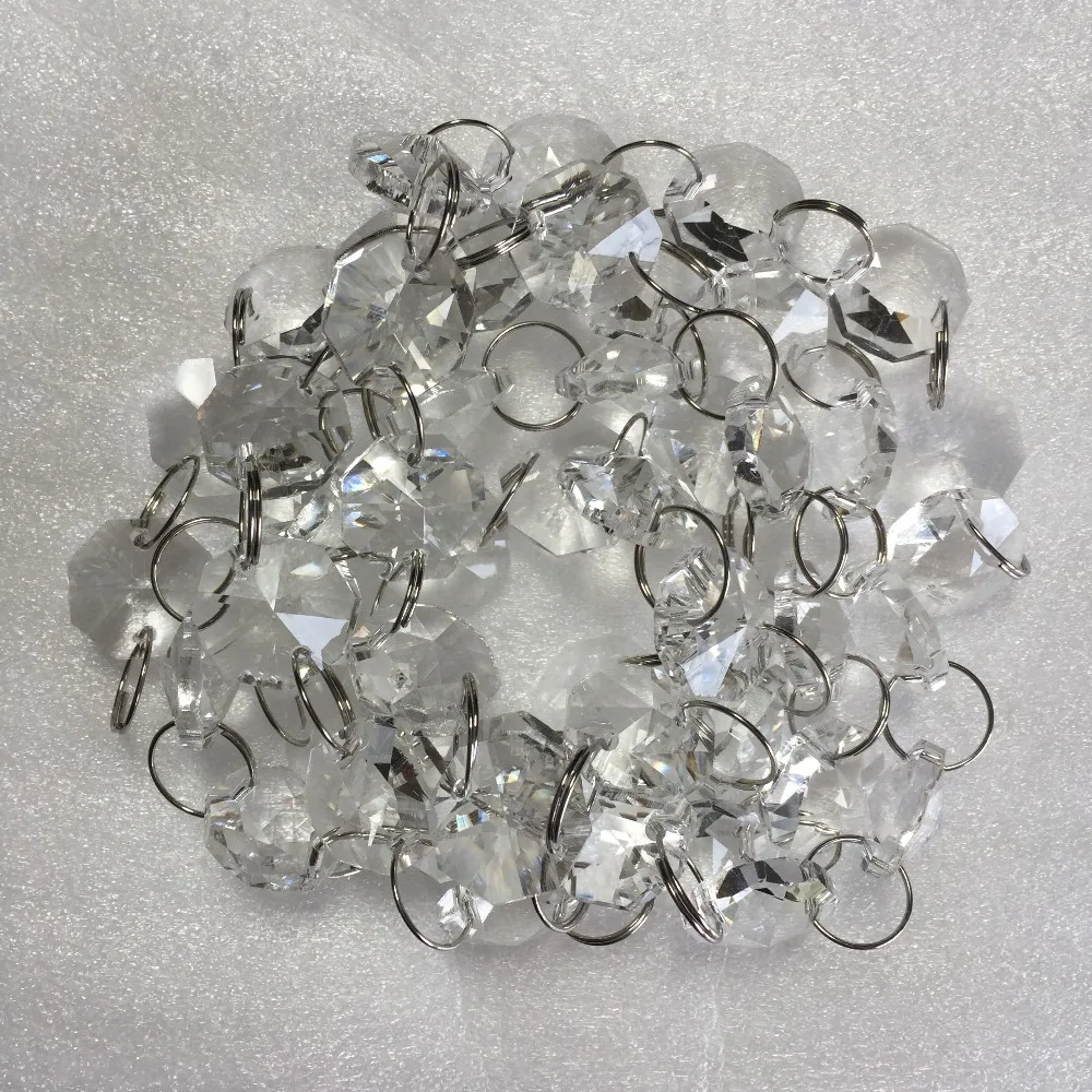 

40m/lot clear crystal beads with chromium rings DIY Christmas party& door curtain decor accessory Festive & Party Supplies