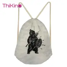Thikin русский медведь, повседневный мешок на завязках, сумка для мальчиков, дорожный рюкзак для малышей, мягкая женская пляжная сумка со шнурком
