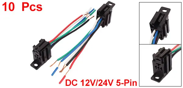 DC 12V/24V 5-Pin Relay Socket Harness Holder Connector 10pcs for Car Truck