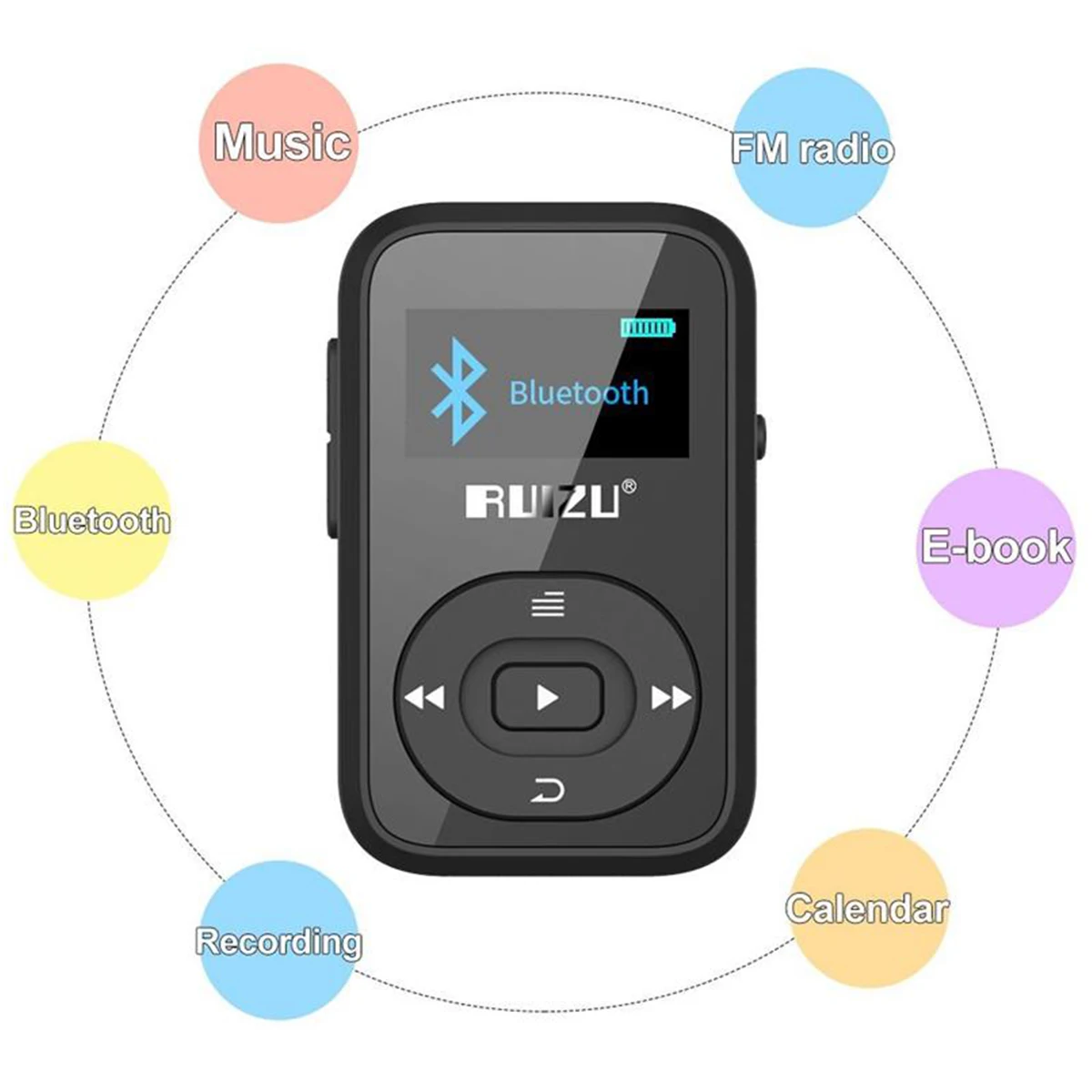RUIZU X26 MP3 плеер 8 Гб Спортивный mp3 Bluetooth музыкальный с рекордером FM радио