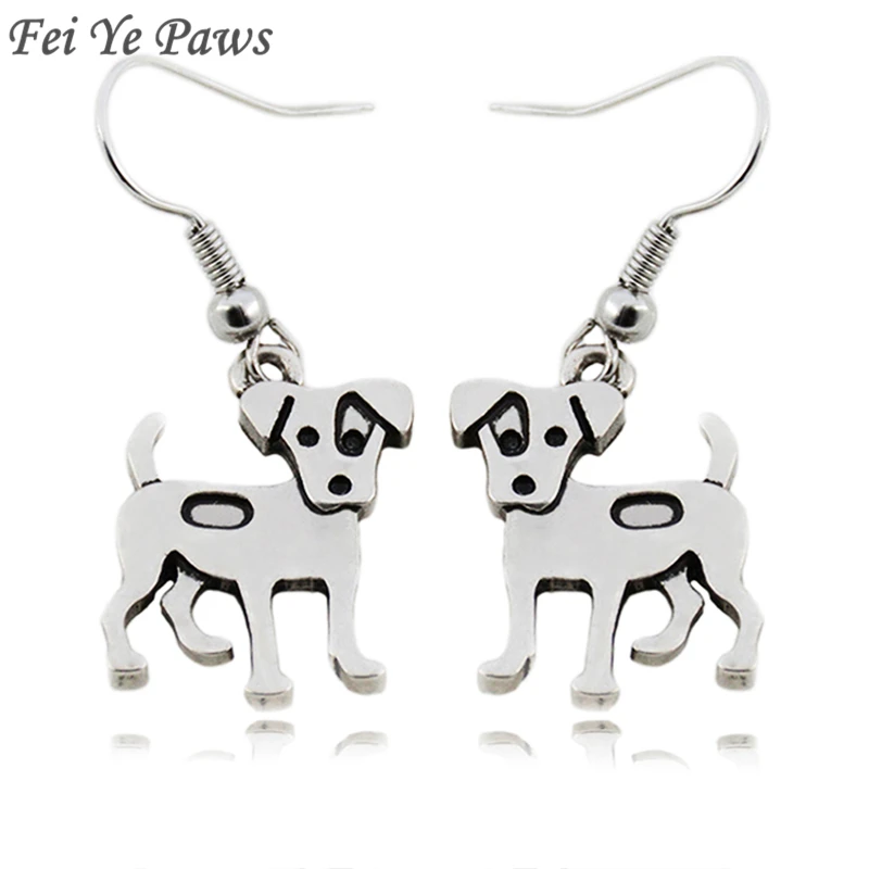 

Fei Ye Paws Vintage Jack Russell Terrier Dog Drop Earrings Metal Big Long Dangle Earrings For Women Jewelry Girls Party Gift