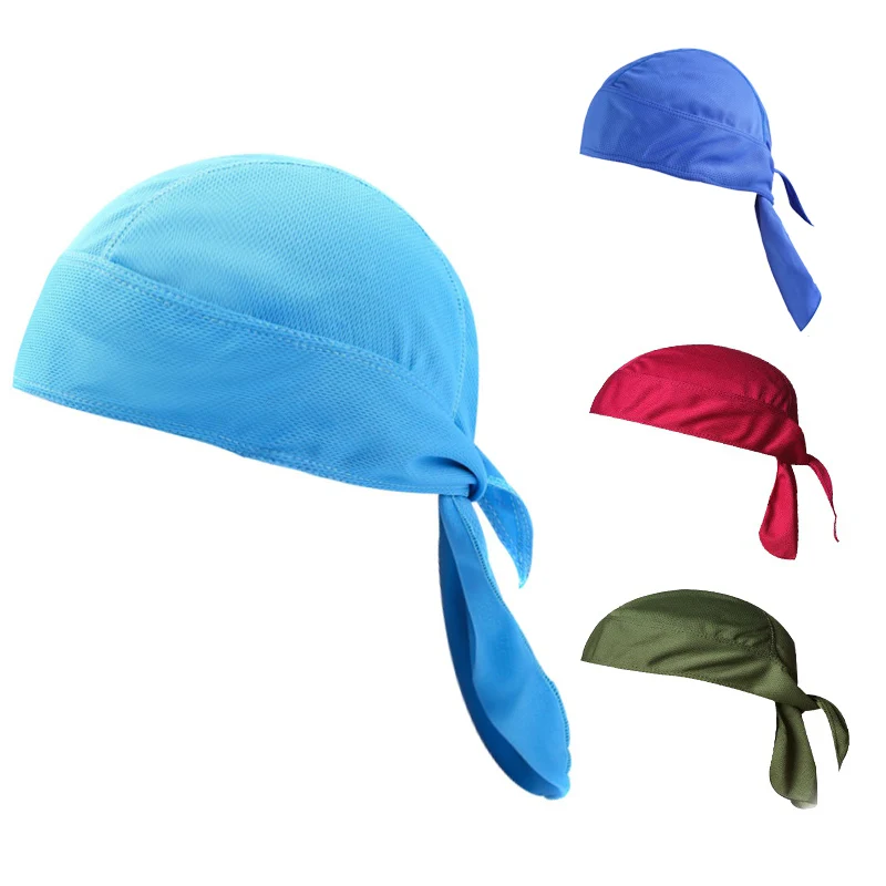 cheap New Bandana Men Cycling Cap Outdoor Head Scarf Solid Quick Dry Headband Summer Men bike cap Riding Bandana Ciclismo Pirate Hat
