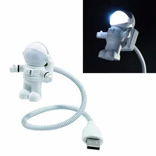New Mini USB Tube White Flexible Spaceman Astronaut LED Night Light Lamp For Computer Laptop PC Notebook Reading Portable DC 5V