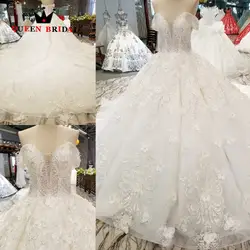 Лидер продаж vestido de casamento Винтаж Тюль цвета слоновой кости свадебные платья QUEEN свадебное платье 2019 WD136