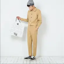 Весенне-осенние мужские комбинезоны в Корейском стиле, облегающие мужские комбинезоны, шаровары для маленьких ног. S-6XL