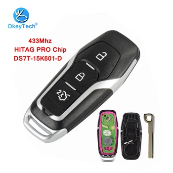 

OkeyTech 433mhz HITAG PRO Chip 3 Button Smart Card Car Key Remote Control Key for Ford Mondeo Edge S-Max Galaxy 2014-2018