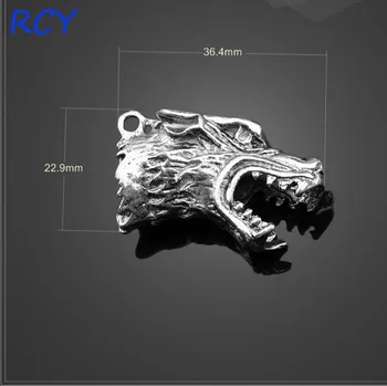 

Factory Price 2 Pieces/lot 36mm*22mm Antique Silver Plated wolf head charm for jewelry making