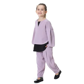 

Baby Boys Summer Clothes Set Cotton Kids Girl Muslim Islamic Patchwork Long Sleeves Long Pants Clothe Set F419