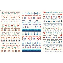 3 упак./лот переводятся с помощью воды, наклейка для ногтей наклейки на ногти морской пляж якорь парусника и рыбки, YE318-320