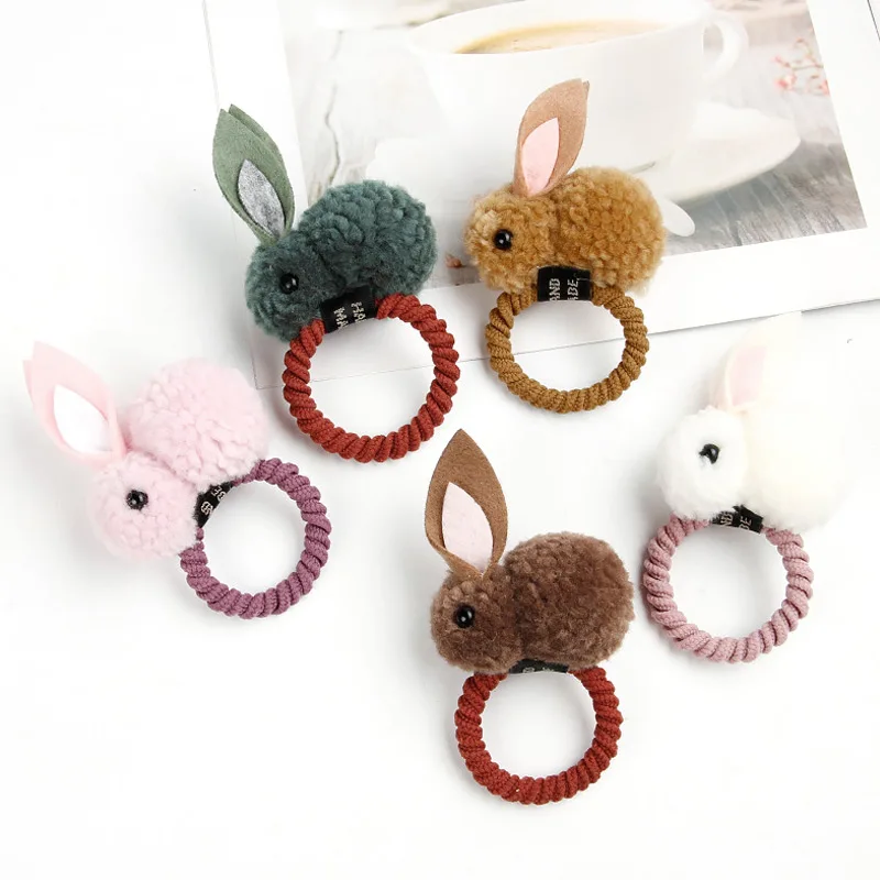 

1 Pcs Hair Band Ponytail Loop Holder Stretchy Plush Rabbit for Children Girls @ME88