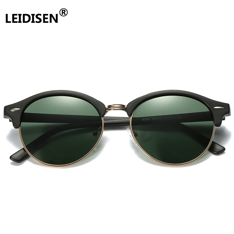 

LEIDISEN Unisex Polarized Sunglasses Women Semi Rimless Frame Brand Designer Classic Men Retro UV400 Sun glasses Driving Eyewear