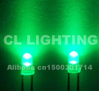 

High quality Round 3MM diffused Pure green led 505-530nm 3.0-3.5V dip indicator led 1000PCS