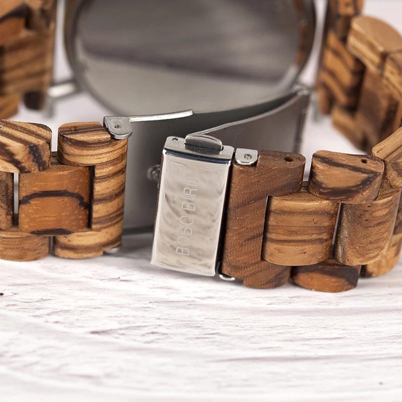 BOBO BIRD Wooden Men Watch Stainless Steel Waterproof Wristwatch with Date and Multiple Time Zone reloj hombre Men's Gift W-R06