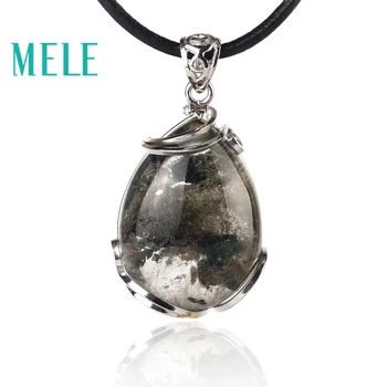 

MELE natural green ghost phantom garden crystal pendant for women and man,30X21mm water drop good pervious Anti fatigue