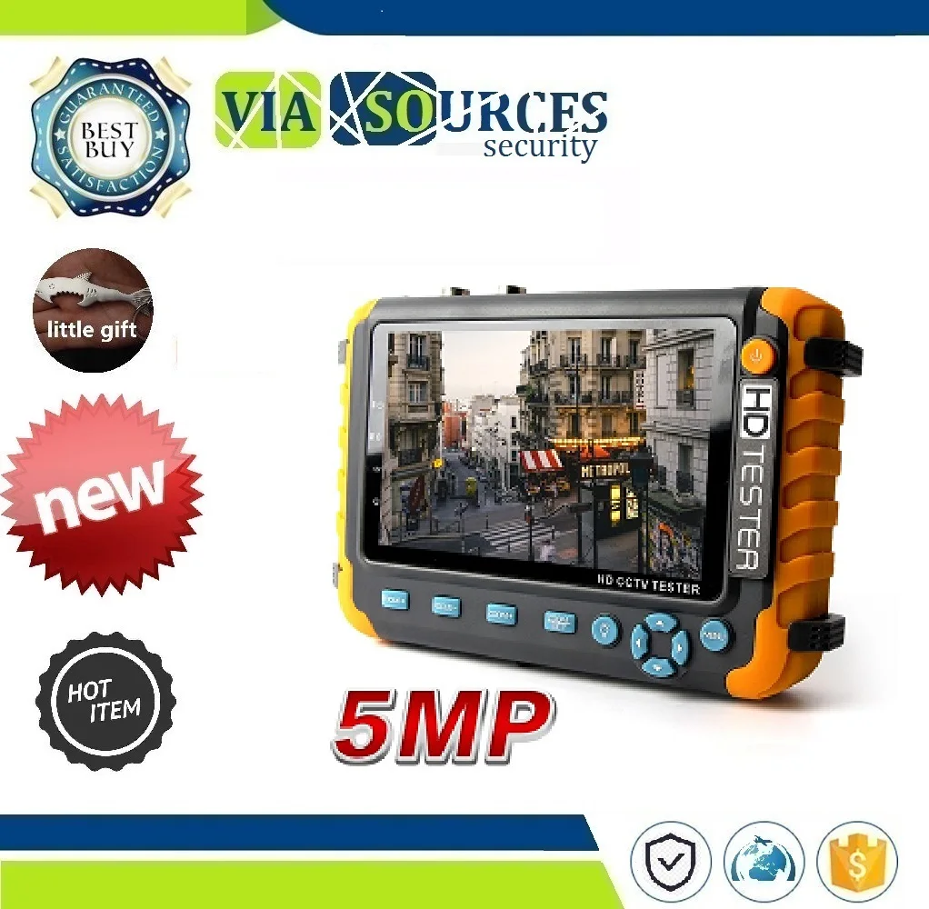 

4 IN 1 TVI AHD CVI Analog Security Cam Tester Video Audio Test 5MP CCTV Security Camera Tester With 5 Inch TFT LCD Monitor