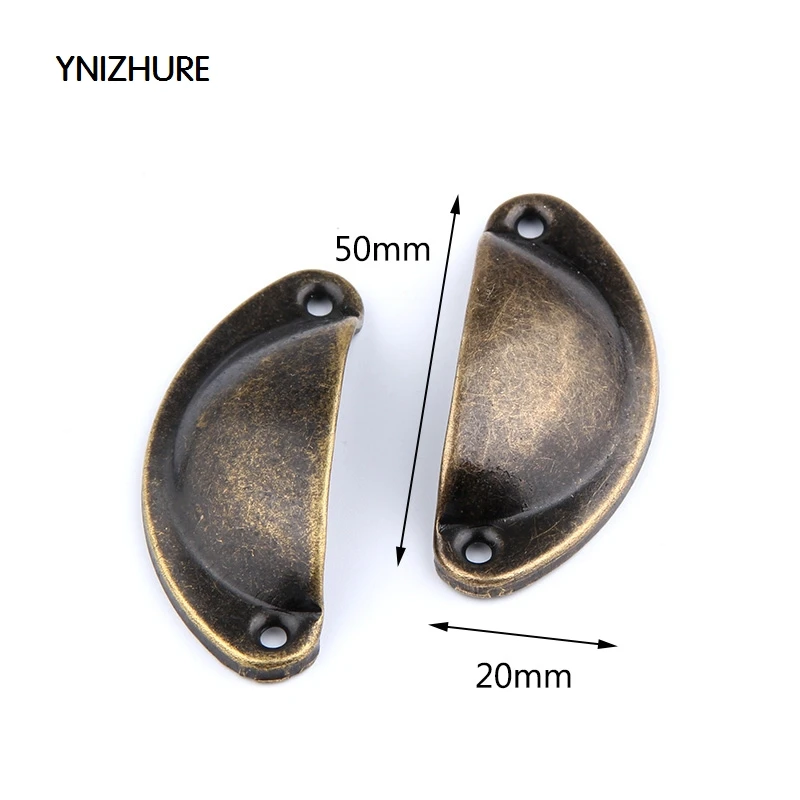 2018 Sale Promotion Tiradores Muebles 50pcs 50*20mm Metal Antique Drawer Handle Medicine Cabinet Green Ancient Shell Semicircle