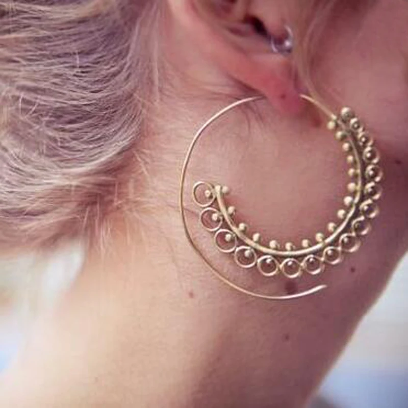 

New Bohemia Swirl Hoop Earring For Women Fashion Earrings Female Gold Color Party Jewelry Accessories Gift Drop shipping