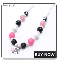 MHS.SUN New design baby chunky beads necklace diy red color bubblegum beaded necklace for kids girls adjustable rope jewelry 1pc