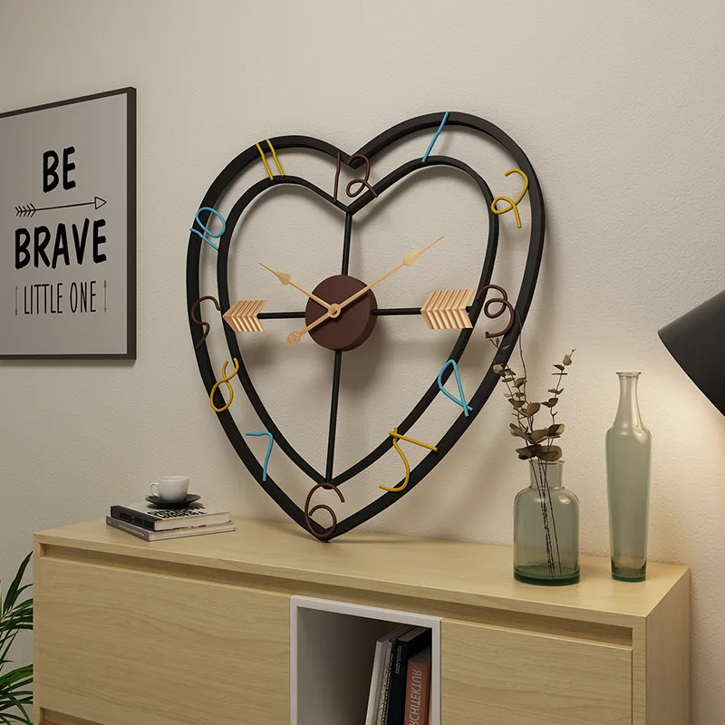 

Creative love wall clocks iron metal decor bar coffee house wall decorations wedding decoration clocks vintage wall home decor