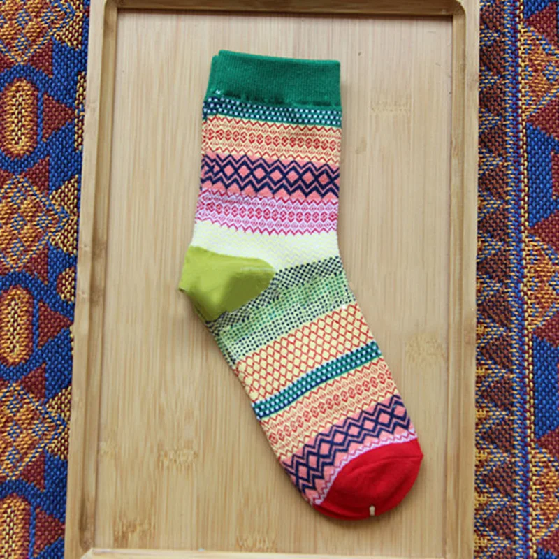 Зимние цветные яркие носки женские толстые теплые шерстяные кашемировые мягкие повседневные хлопковые носки Разноцветные Модные полосатые хлопковые носки унисекс