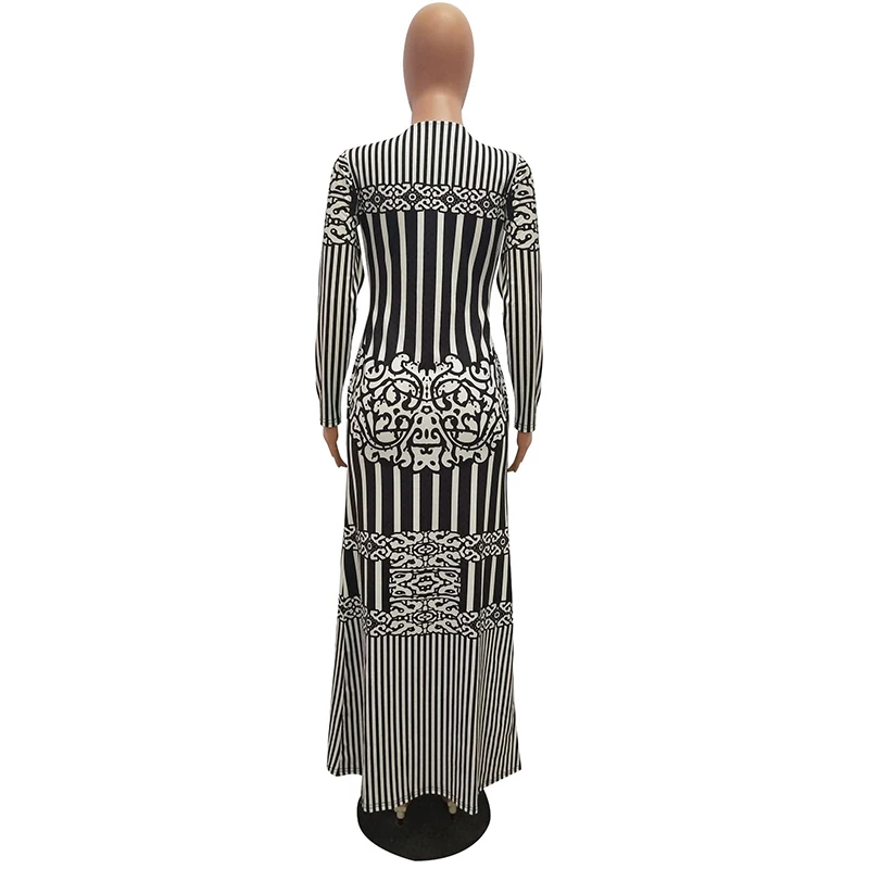 black and white vertical striped dress