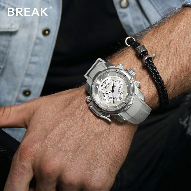 

BREAK Calendar Big Dial Rose Gold Transformer Edition Watches Men Quartz Sport Watch 30M Waterproof Clocks Man Relogio Masculino
