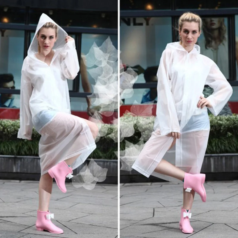 

Fashion Women Eva Transparent Raincoat Poncho Portable Environmental Light Girls Raincoat Bicycle Non-Disposable Women Raincoat