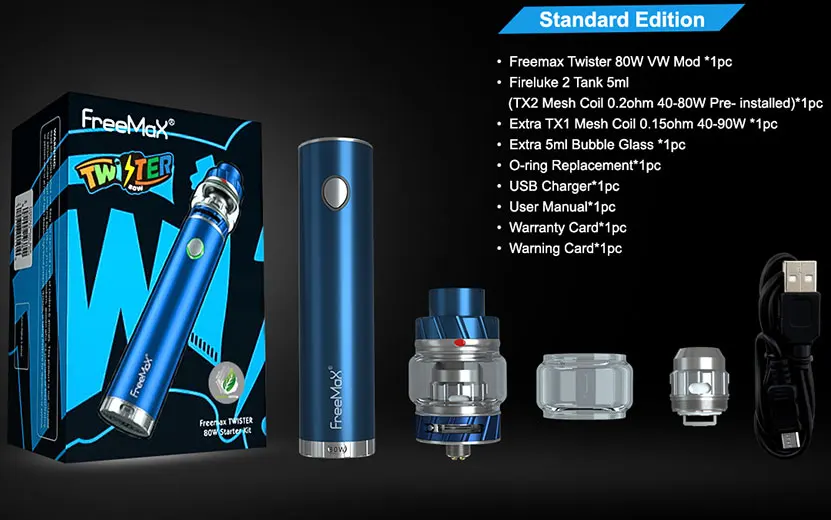 Оригинальная электронная сигарета FreeMax TWISTER 80 Вт pod vape pen начальный комплект