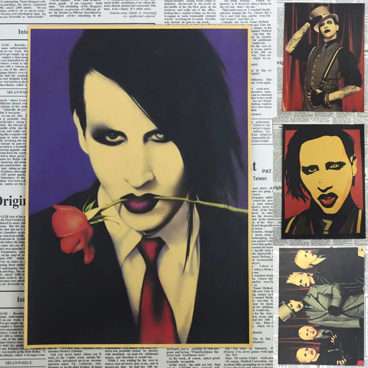 

Classical portrait Marilyn Manson Retro Rock Poster Wall House Living Room Art Decoration Painting 30*21CM