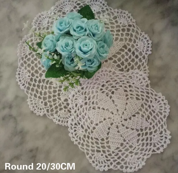 

Exquisite Cotton Lace Crochet Flowers Table Coaster Mantel Individual Mat Wedding Napkins Doily Christmas Placemat Decor Pad