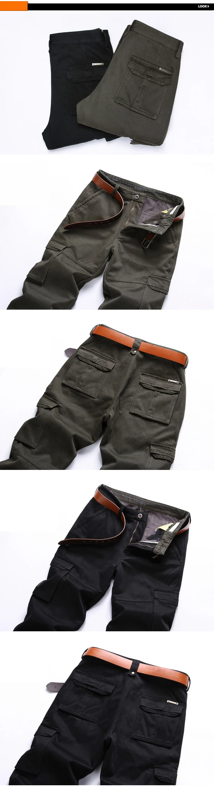 Зимние мужские прямые свободные мульти-карманные повседневные Бархатные брюки карго мужские плотные флисовые теплые военные брюки армейский зеленый