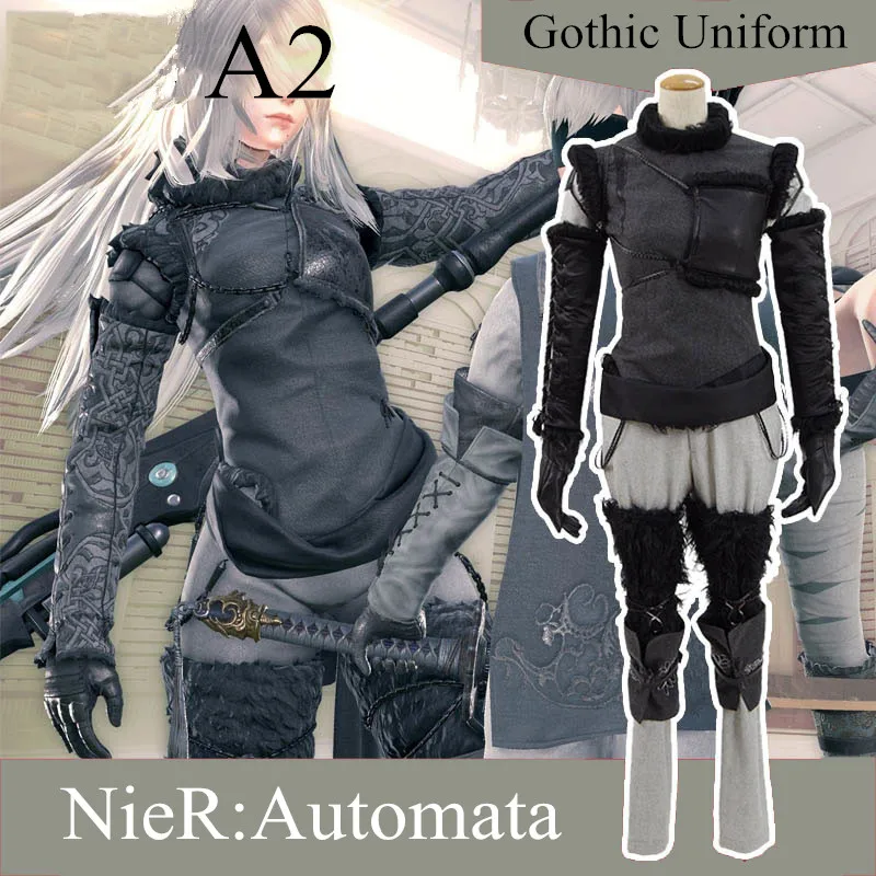 Аниме! Игра ниус: Automata A2 Готическая униформа косплей костюм Мода Хэллоуин