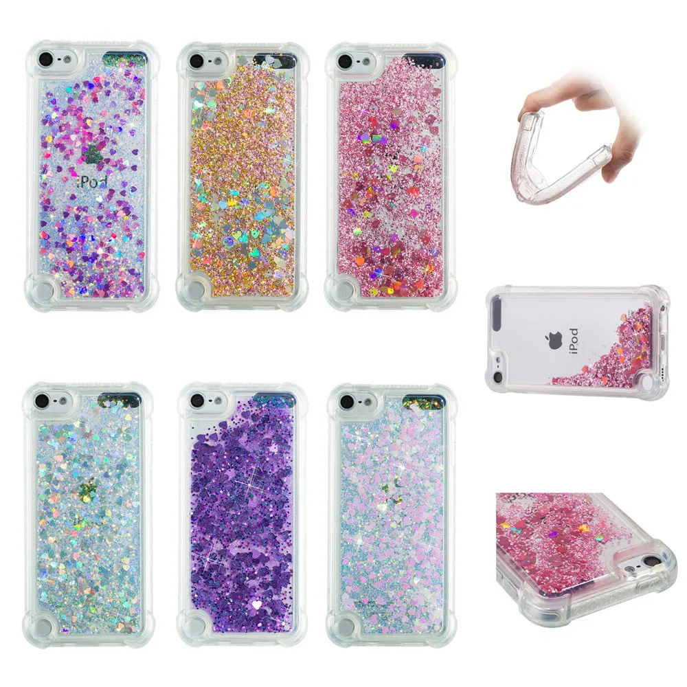Custodia Per Telefono Liquido D'Acqua Di Lusso Per Ipod Itouch 5 & 6 Sparkle Quicksand Glitter Star Tpu Anti Knock Cover Per Apple Ipod Touch 6