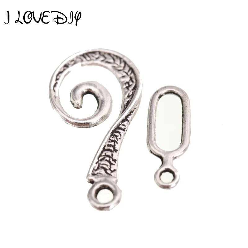 

10 sets Zinc Alloy Antique Silver Vortical Snail Shape Toggle Clasps Hooks Connectors