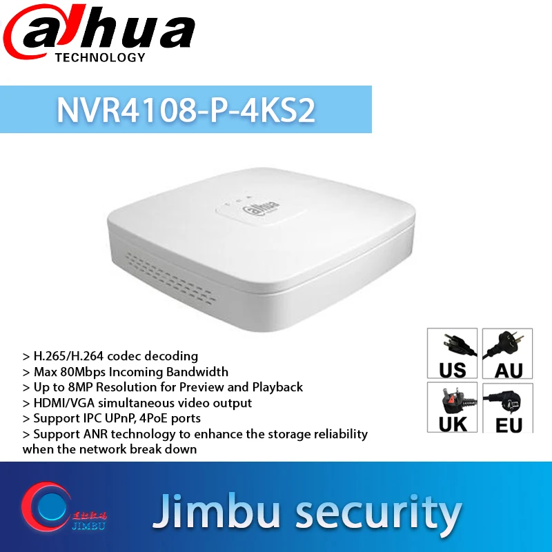 Видеорегистратор Dahua poe nvr 4 канала разрешение 1U 4PoE 4K и H.265 Lite до 8