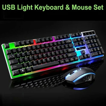 

Wired Keyboard Mouse Set LED USB Wired PC Computer Gaming Mechanical Feeling Keyboard & Mouse