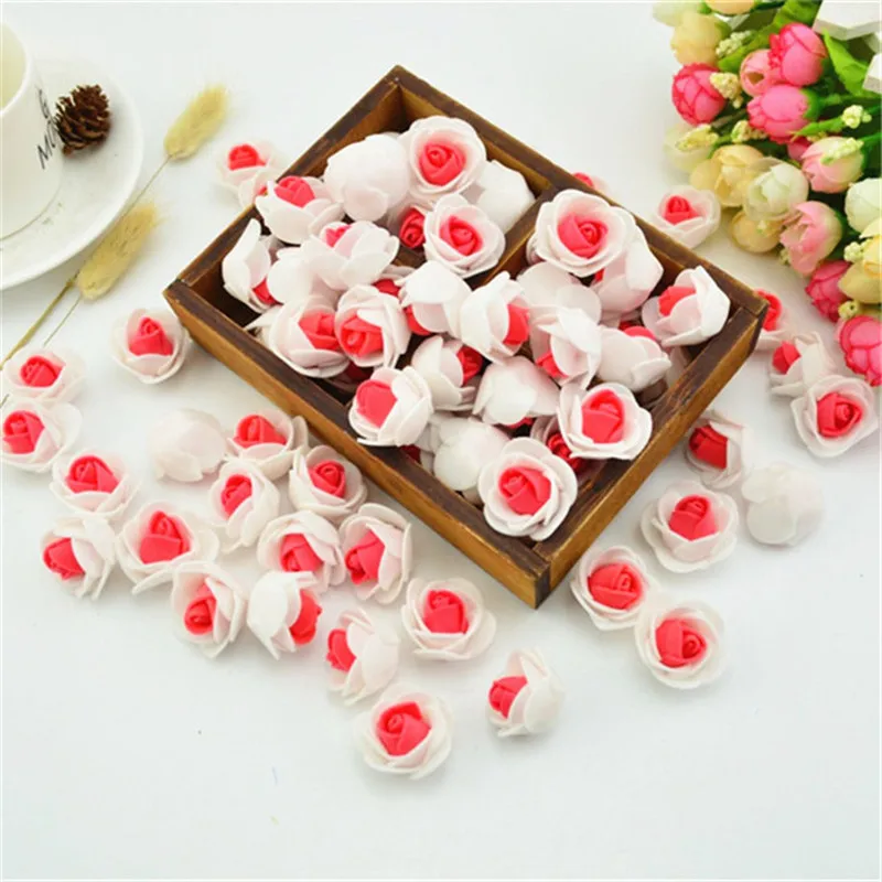 

20pcs 3.5cm White Red PE Foam Rose Heads Artificial Silk Flowers For Home Garden DIY Pompom Wreaths Wedding Decorations Supplies