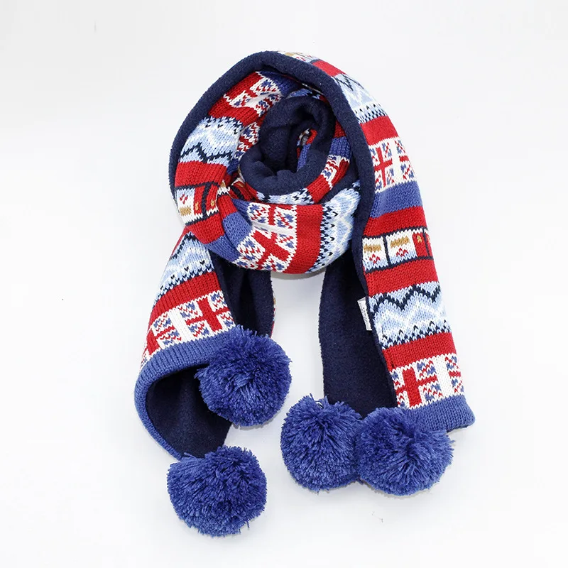 Kid Winter Hat Scarf Set Earflap Beanie Acrylic Knit Fleece Autumn Warm Pompon Dobby Boys Skiing Outdoor Accessory (5)