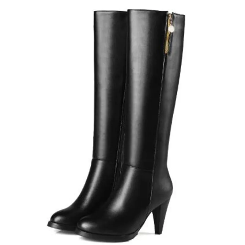 Women Boots Autumn and winter New style High-heeled Side zipper Boots Cashmere Keep warm fashion Women Boots plus size 34-45