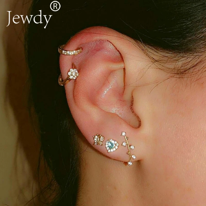 

5 Pcs/Set Vintage Butterfly Crystal Earrings Fashion Boho Gold Branched Stud Earrings For Women Bohemian Rhinestone Earring Gift