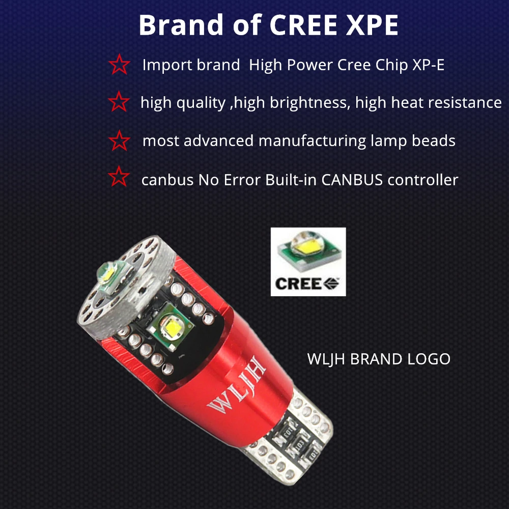 WLJH 2x Canbus 15 Вт 500lm T10 W5W 921 Автомобильный светодиодный светильник Cree чип просвет номер обратный интерьерная лампа 12 V-30 V белого цвета