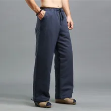 Зимние мужские брюки с хлопковой подкладкой удобные Чистый льняной эластичный корсаж хлопковые ватные брюки хлопковые брюки повседневные брюки