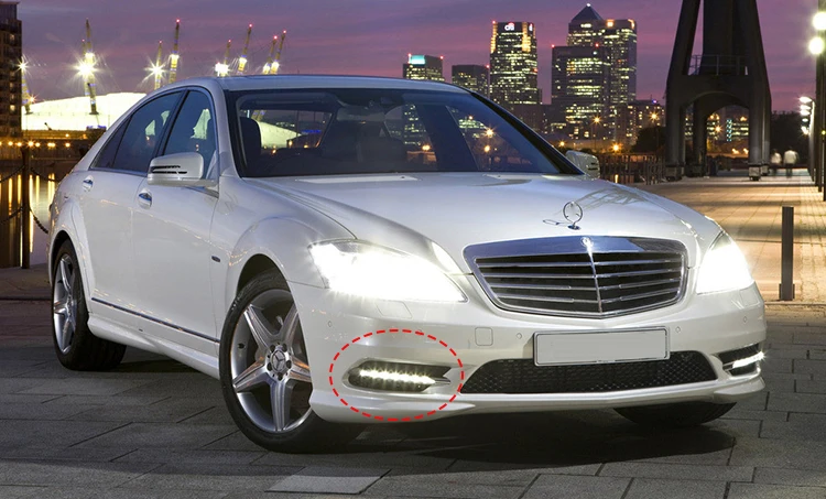 12В дневные ходовые огни набор для Mercedes-Benz W221 S Class S300 S500 S350 S600 S400 светодиодный Габаритные огни дневного света Противотуманные лампы 2009-2012