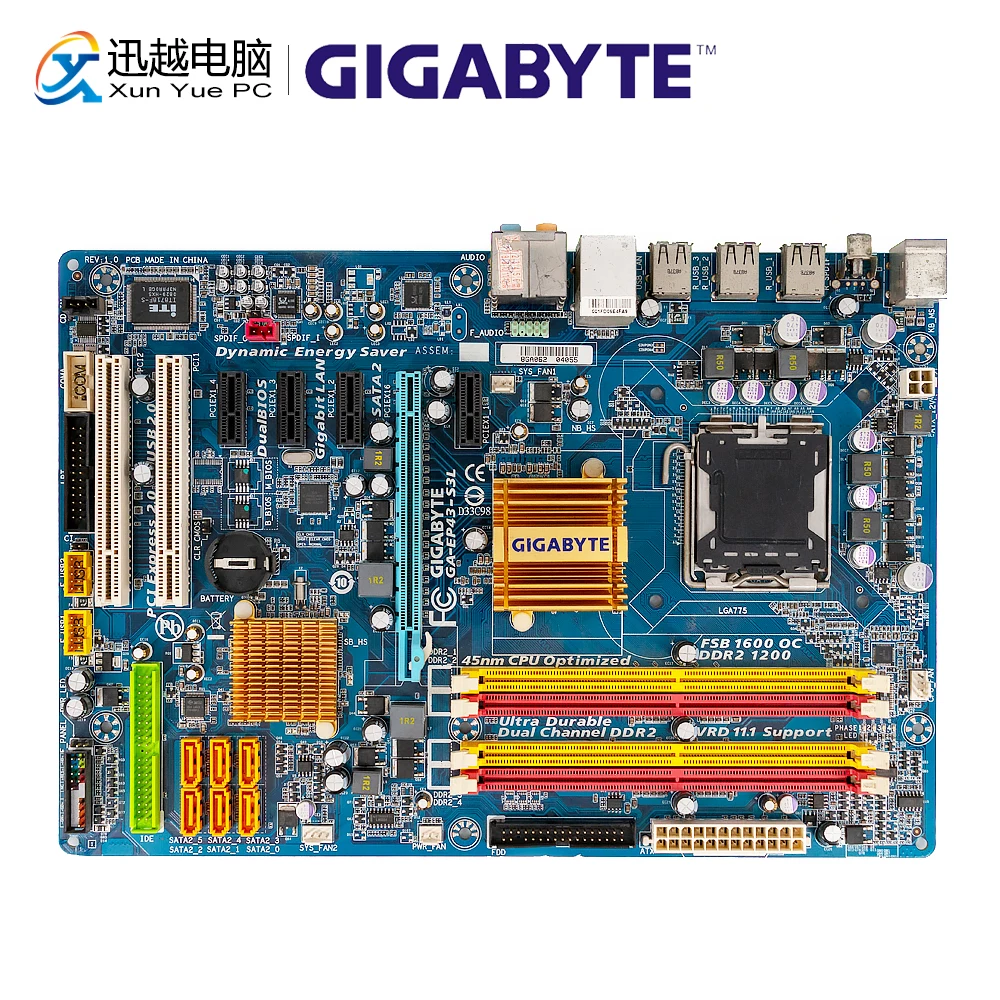 Gigabyte GA-EP43-S3L настольная материнская плата EP43-S3L P43 LGA 775 для Core 2 DDR2 16G SATA2 USB2.0 ATX оригинальная б/у материнская плата