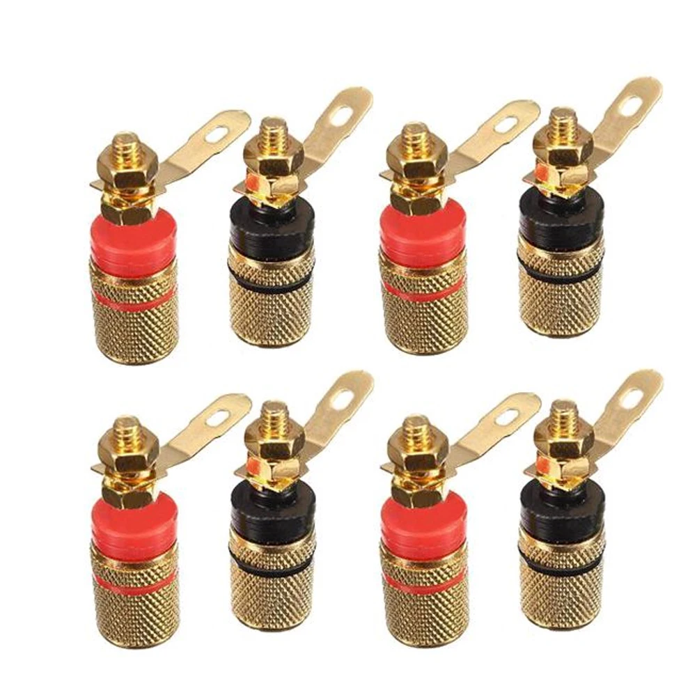 Black And Red Easy Installation Speaker Binding Posts Multifunctional Home Terminal Connector Kit Durable Zinc Alloy Gold Plated |
