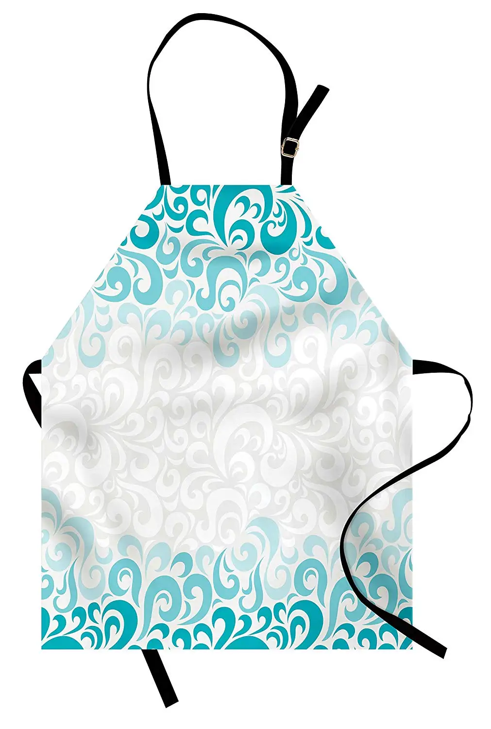

Turquoise Apron Abstract Floral Flowers Pattern Classic Artistic Design Illustration Women Men Kids Kitchen Pinafore for Cooking