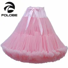 FOLOBE Pink Dancewear Party Prom Skirts High Waisted Ball Gown Tulle Tutu Skirt Knee Length Adult tutu Faldas Saias Femininas
