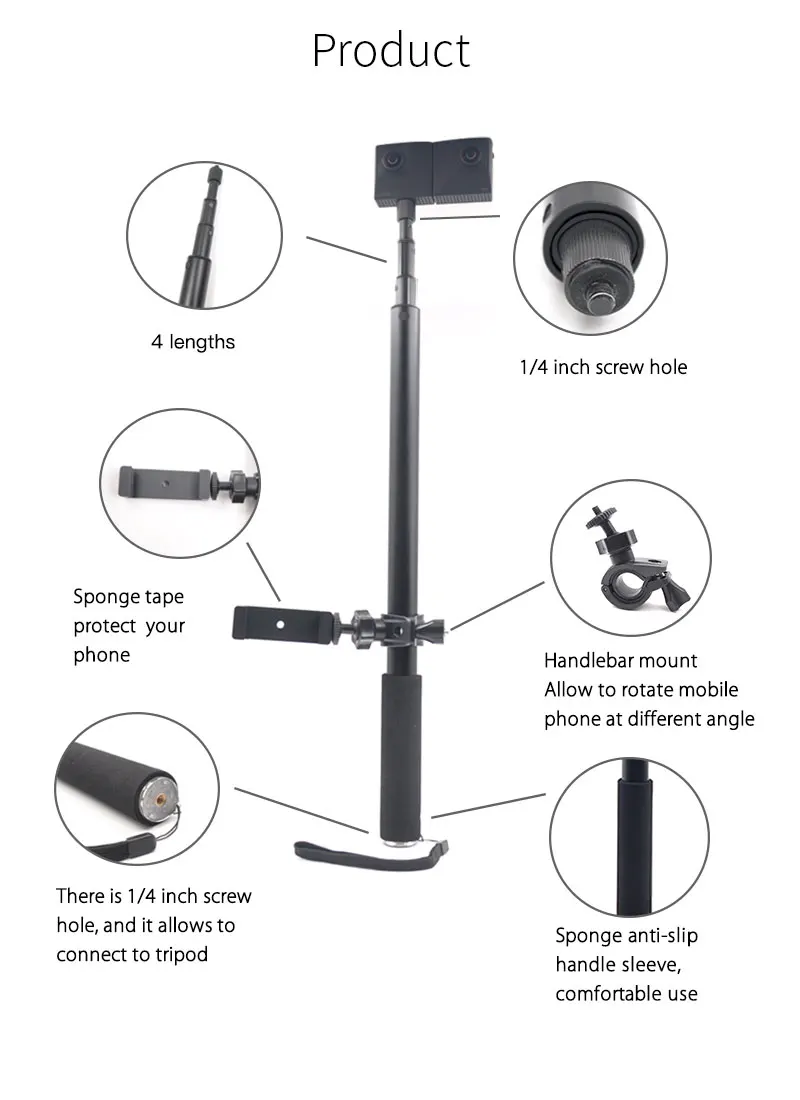 STARTRC Insta360 Расширенный комплект 2 м селфи Палка с металлическим зажимом для