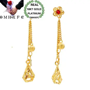 

OMHXFC Wholesale European Fashion Woman Girl Party Wedding Gift Flower Tassel Red AAA Zircon 18KT Gold Stud Earrings ER76