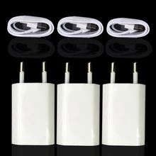 

3Set/Lot EU Plug Wall AC USB Charger For iPhone 8 Pin USB Charging Cable + Travel Charger Adapter For Apple iPhone 5 5S 6 6S 7